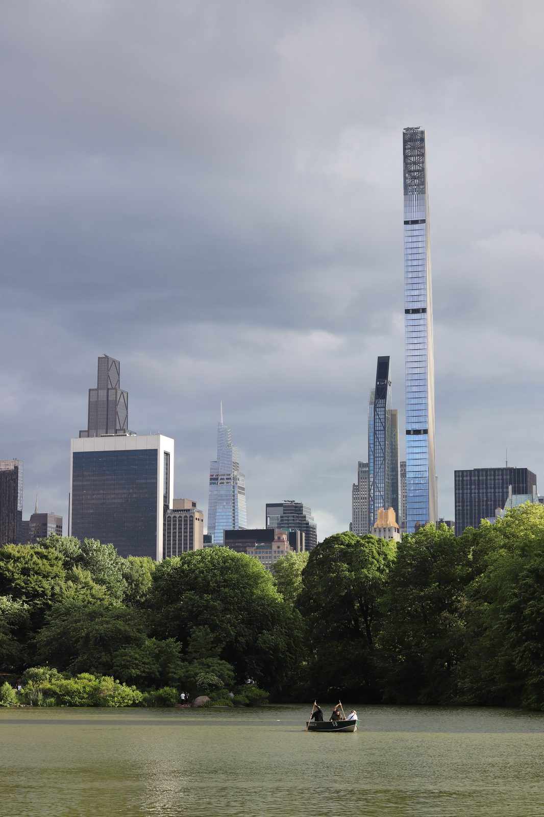 Manhattan skyline over Central Park from the lake